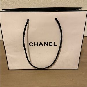 CHANEL Classic White and Black Shopping Bag